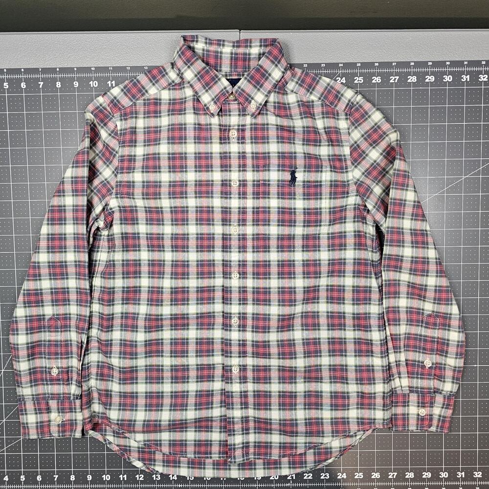 Polo Ralph Lauren Shirt Boys Medium Plaid Button Up Preppy Academia Classic